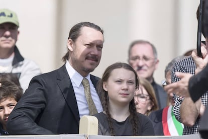 Greta Thunberg, en Roma con su padre.