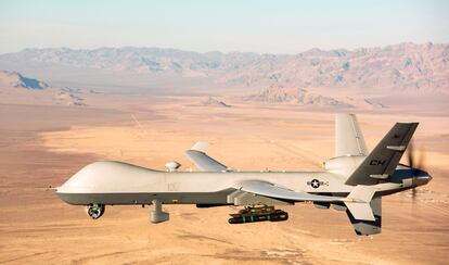 This handout photo courtesy of the US Air Force obtained on November 7, 2020 shows an MQ-9 Reaper unmanned aerial vehicle.