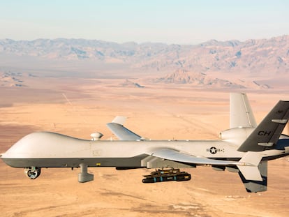 This handout photo courtesy of the US Air Force obtained on November 7, 2020 shows an MQ-9 Reaper unmanned aerial vehicle.