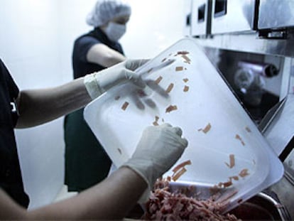 Dos empleadas de un restaurante utilizan guantes de látex para manipular los alimentos.