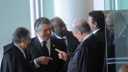 Varios de los jueces del llamado juicio del siglo en Brasil este miércoles.
