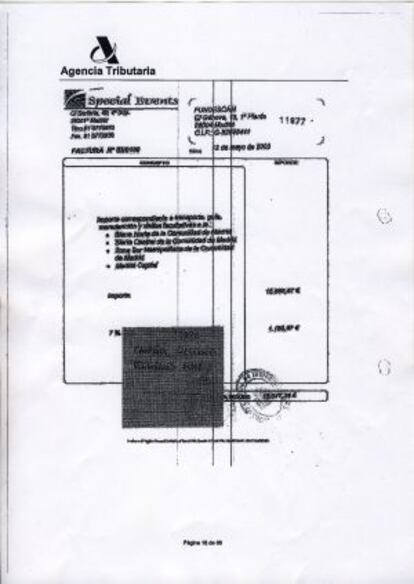 Documentos de Special Events que justificaron la campaña electoral de Madrid (18.000 euros).