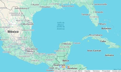 Una captura de pantalla del Golfo de México en Google Maps