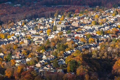 Vista aérea del pueblo Jim Thorpe (EE UU).