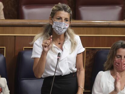 Yolanda Díaz interviene en una sesión de control al Gobierno en el Congreso de los Diputados