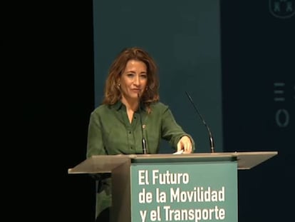 La ministra de Transportes, Raquel Sánchez, esta mañana en Albacete.