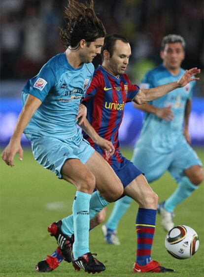 Iniesta, durante el partido ante el Atlante