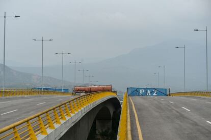 El puente de Tienditas, bloqueado por autoridades venezolanas, en una imagen de febrero de 2019.