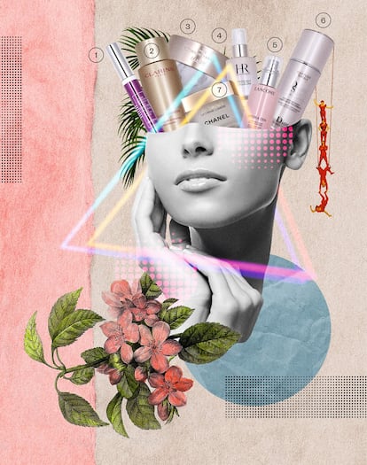 BRILLO Y LUMINOSIDAD /// 1. Fluide Contour Yeux à la Rose Noir, de Sisley. Contorno de ojos que suaviza, descongestiona e ilumina la mirada con una sola aplicación. 118,50 euros. /// 2. Nutri-Lumière, de Clarins. Loción recomendada para mujeres de más de 60 años, proporciona vitalidad a la piel opaca y apagada. 60 euros. /// 3. Glow Mask, de Rituals. Mascarilla que recupera la luminosidad de la piel, refina su textura y elimina células muertas y suciedad. 29,90 euros. /// 4. UV Rosy Base Cellglow, de Helena Rubinstein. Protege de los rayos UVA, UVB y del estrés oxidativo, y produce un resplandor instantáneo. 100 euros. /// 5. Hydra Zen Crema Hidratante Líquida Anti-stress, de Lancôme. Neutraliza los signos visibles de estrés y aumenta el brillo natural de la piel. 61 euros. /// 6. Capture Totale Dreamskin Care & Perfect, de Dior. Crea un efecto filtro sobre el rostro. A largo plazo ofrece acción antiedad y antimanchas. 142 euros. /// 7. Crème Lumière Sublimage, de Chanel. El poder regenerador de la vanilla planifolia se junta con la fuerza iluminadora del anthyllis en esta crema. 360 euros.