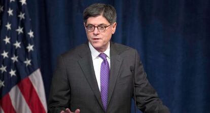 El secretario del Tesoro, Jack Lew, durante su intervención en el acto del CAP.