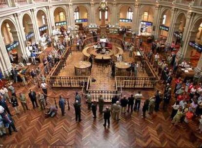 Salón de contratación de la Bolsa de Madrid.