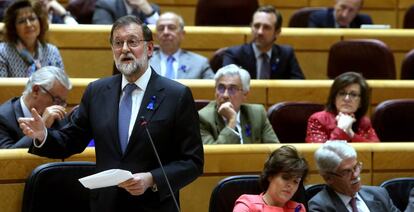 Mariano Rajoy, en la sesión de control al Gobierno en el Senado.