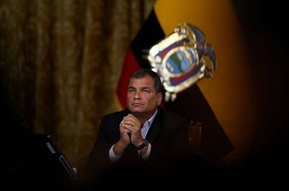 Rafael Correa, en una rueda de prensa.
