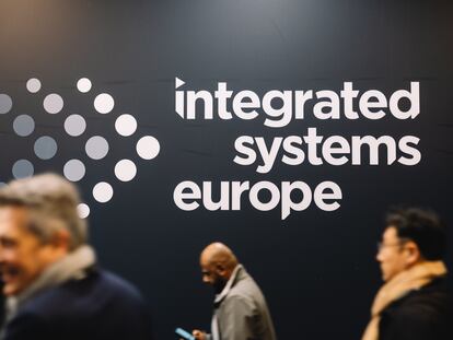 Imagen de archivo del logo de la feria Integrated Systems Europe (ISE), que se celebra entre los días 30 de enero y 2 de febrero de 2024.