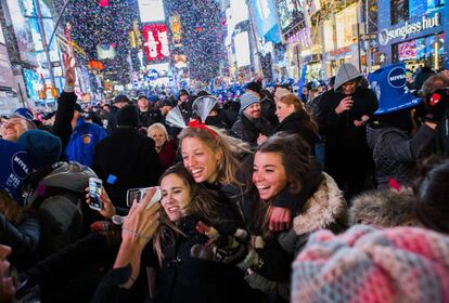 Celebração na Times Square, em Nova York.