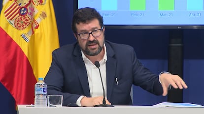 El secretario de Estado de Empleo y Economía Social, Joaquín Pérez Rey, durante una rueda de prensa.