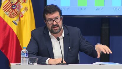 El secretario de Estado de Empleo y Economía Social, Joaquín Pérez Rey, durante una rueda de prensa.