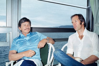 Charles Bronson y David Carradine en Cannes en 1977.
