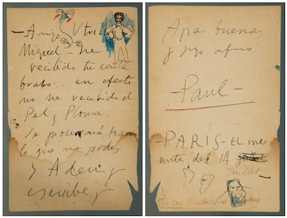 LA misiva firmada por Picasso de 1901 que se vende en Setdart de Barcelona.