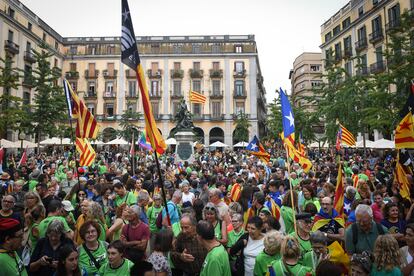 Manifestantes en la Diada de Girona, este miércoles.