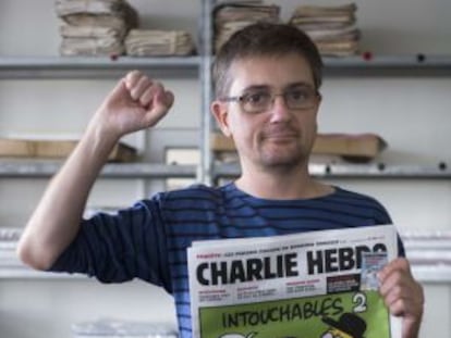 Diretor do semanário satírico Charlie Hebdo, Charb, em Paris.