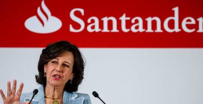 Ana Botín, presidenta de Santander, en la presentación de resultados del banco, el 31 de enero.