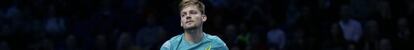 Goffin, nada más obtener la victoria contra Federer en Londres.