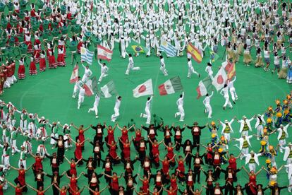 Ceremonia de inauguración de la Copa Confederaciones 2013 en el estadio Nacional de Brasilia.