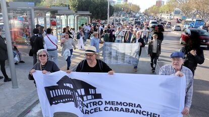 Los manifestantes, durante la marcha celebrada el 29 de marzo de 2023 en Carabanchel.