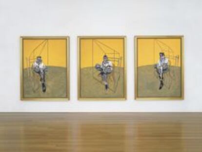 Una imagen sin fechar cedida por la casa de subastas Christie&#039;s de Nueva York muestra el tr&iacute;ptico de Francis Bacon.