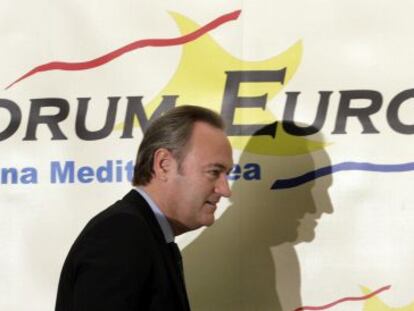 El presidente de la Generalitat Valenciana, Alberto Fabra, durante su intervenci&oacute;n en el acto de inauguraci&oacute;n del &quot;Forum Europa.Tribuna Meditrerr&aacute;nea&quot;