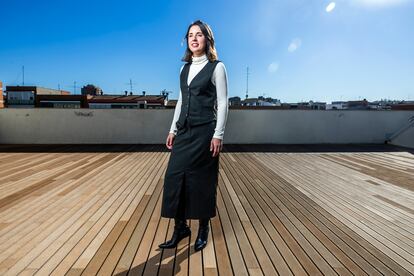 Irene Montero, en la sede de Podemos, en Madrid.