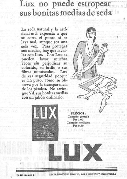 Anuncia de Jabón Luz para medias, 1930