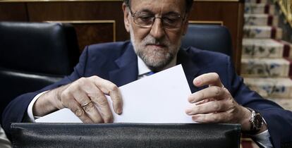 Mariano Rajoy tras su discurso en el pleno de Investidura en el Congreso de los Diputados. 