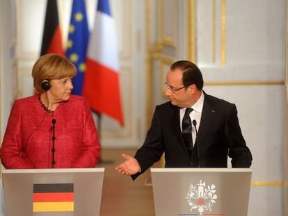 Merkel y Hollande, en Par&iacute;s