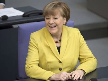 Merkel durante a sessão do Parlamento alemão.