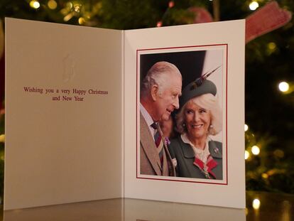 The 2022 Christmas card of King Charles III and Queen Consort Camilla, taken during the Braemar Games on September 3, 2022.