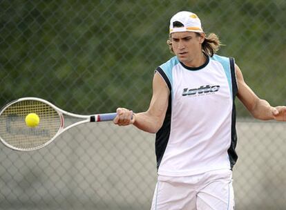 David Ferrer, ayer durante un entrenamiento.