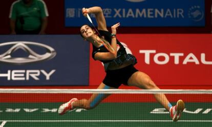 Carolina Marín, en un momento de la semifinal.