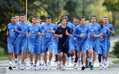 Los jugadores franceses, en la concentración.