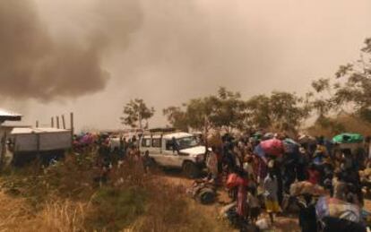 Centro Protección de civiles de Malakal tras ataque febrero.