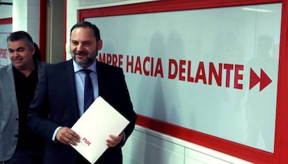 El secretario de Organización del PSOE, José Luis Ábalos, este lunes en Madrid.