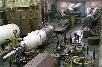 Recinto del cosmódromo de Baikonur en el que se ensamblan las naves dirigidas a la Estación Espacial Internacional.