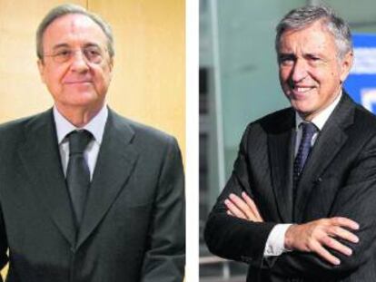 El presidente de ACS, Florentino Pérez, y el consejero delegado de Atlantia, Giovanni Castellucci.