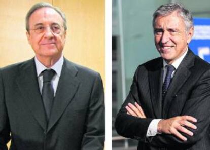 El presidente de ACS, Florentino Pérez, y el consejero delegado de Atlantia, Giovanni Castellucci.