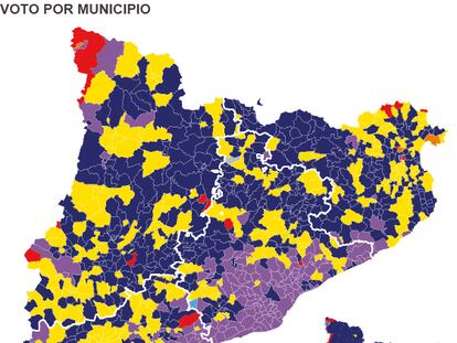 Voto por municipio en Cataluña en las pasadas elecciones generales.