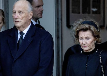 Harald y Sonia de Noruega, el día del funeral de Ari Behn.