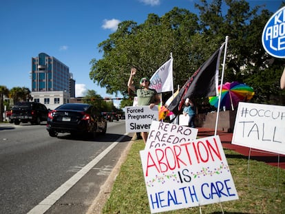 Una protesta en Tallahassee, la capital de Florida, contra el proyecto de ley Sb 300, que prohíbe los abortos después de las seis semanas de gestación.