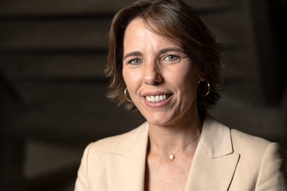 Isabel Araque, durante la entrevista, en la sede de UGT en Madrid.