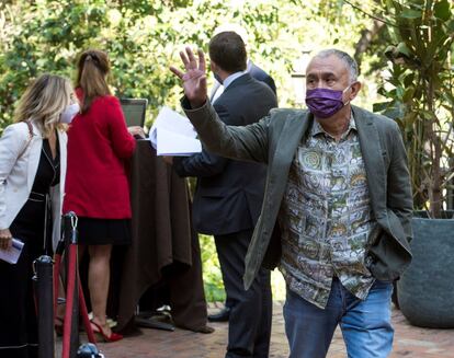 El secretario general de UGT, Pepe Álvarez, a su llegada a la conferencia del presidente del Gobierno, Pedro Sánchez, en Casa América, este lunes.